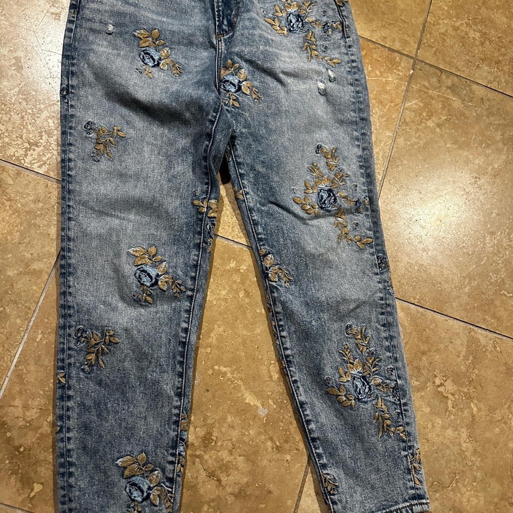 DRIFTWOOD Blue Floral Embroidered Jeans